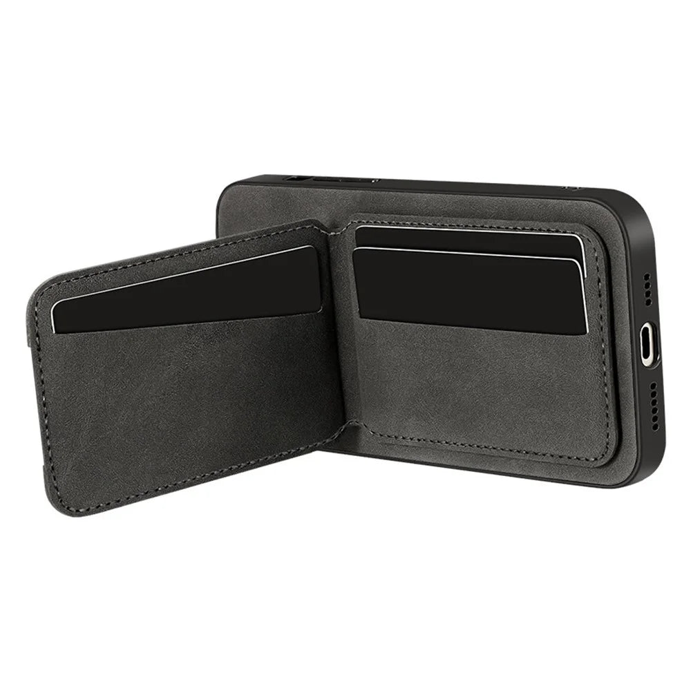 For Samsung Galaxy A35 5G Case Card Holder Kickstand Anti Drop PC + TPU + PU Leather Back Cover - Black - 3