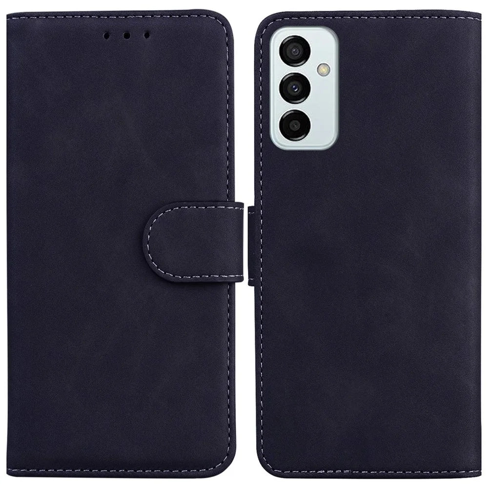 For Samsung Galaxy M13 4G Shockproof Wallet Mobile Phone Case PU Leather Magnetic Drop Protection Stand Phone Cover - Black - 1