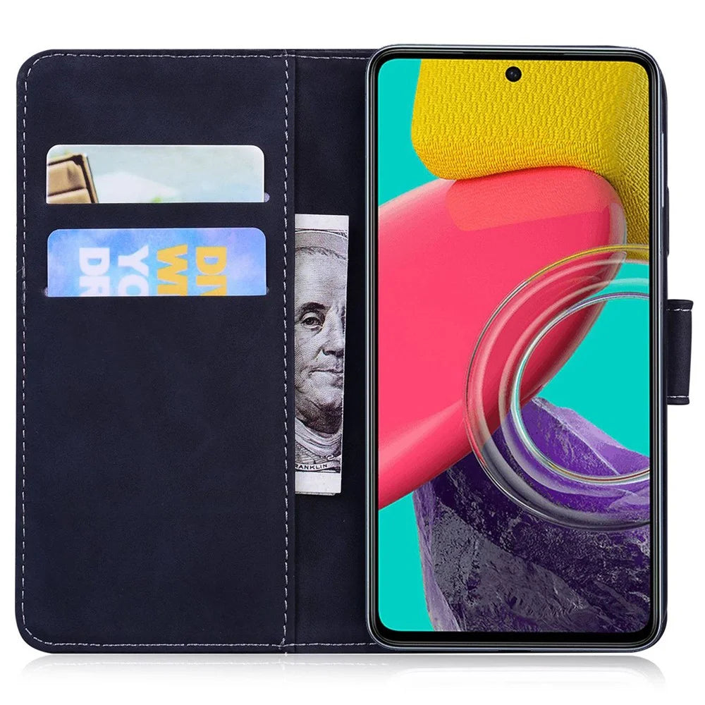 For Samsung Galaxy M13 4G Butterfly Pattern Printing PU Leather Magnetic Clasp Case Skin-touch Full Protection Cover with Wallet Stand - Black - 2