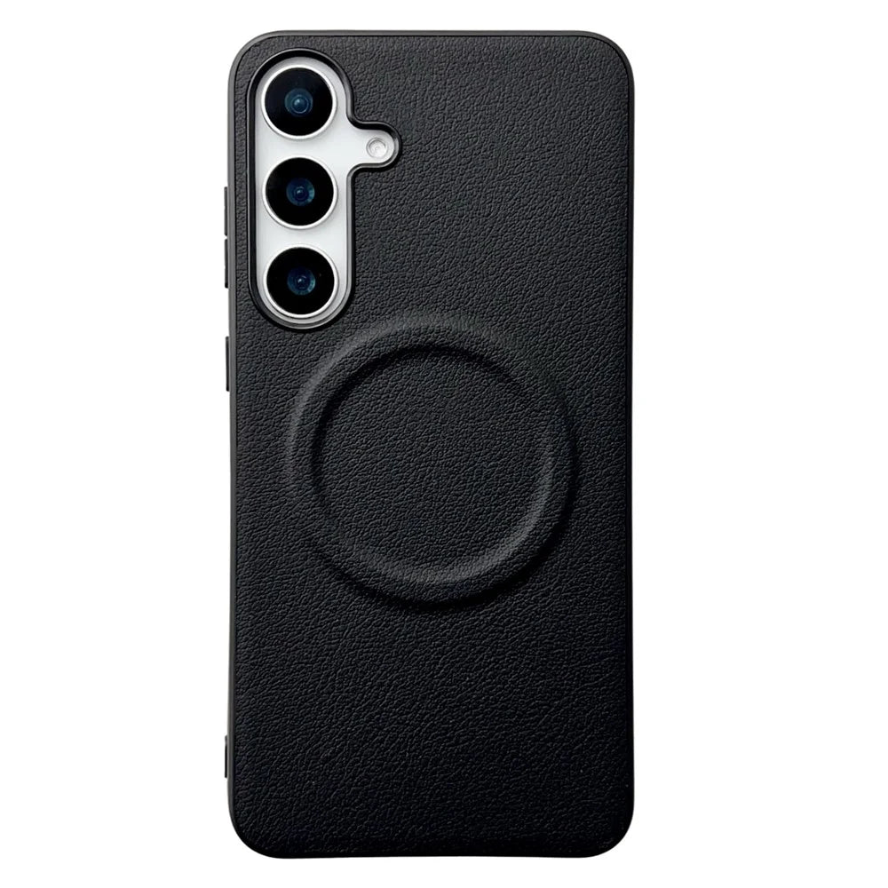 For Samsung Galaxy A36 5G Magnetic Case PU + TPU Phone Back Cover - Black - 1