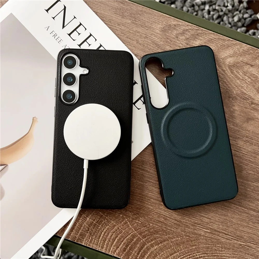 For Samsung Galaxy A36 5G Magnetic Case PU + TPU Phone Back Cover - Black - 3