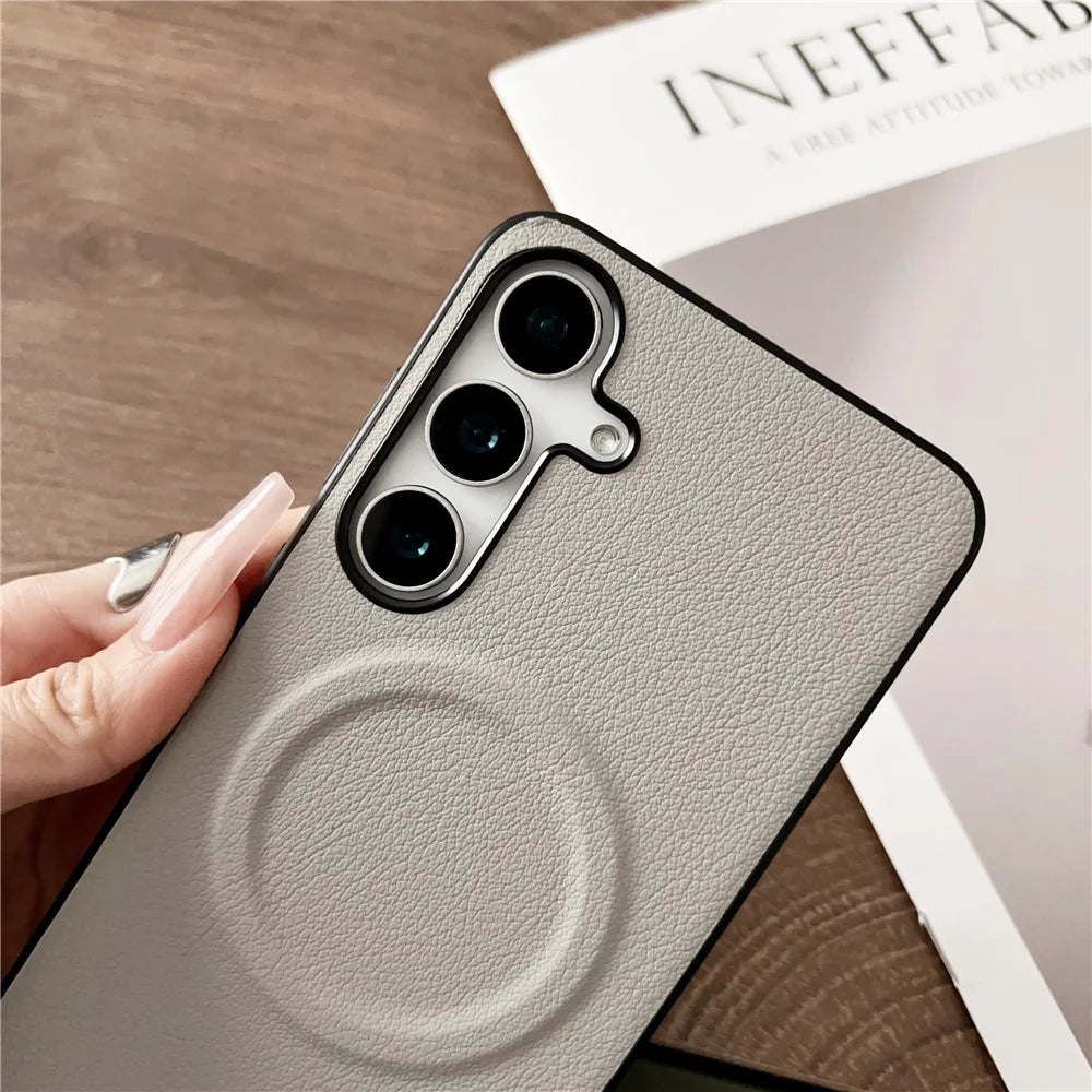 For Samsung Galaxy A36 5G Magnetic Case PU + TPU Phone Back Cover - Black - 4