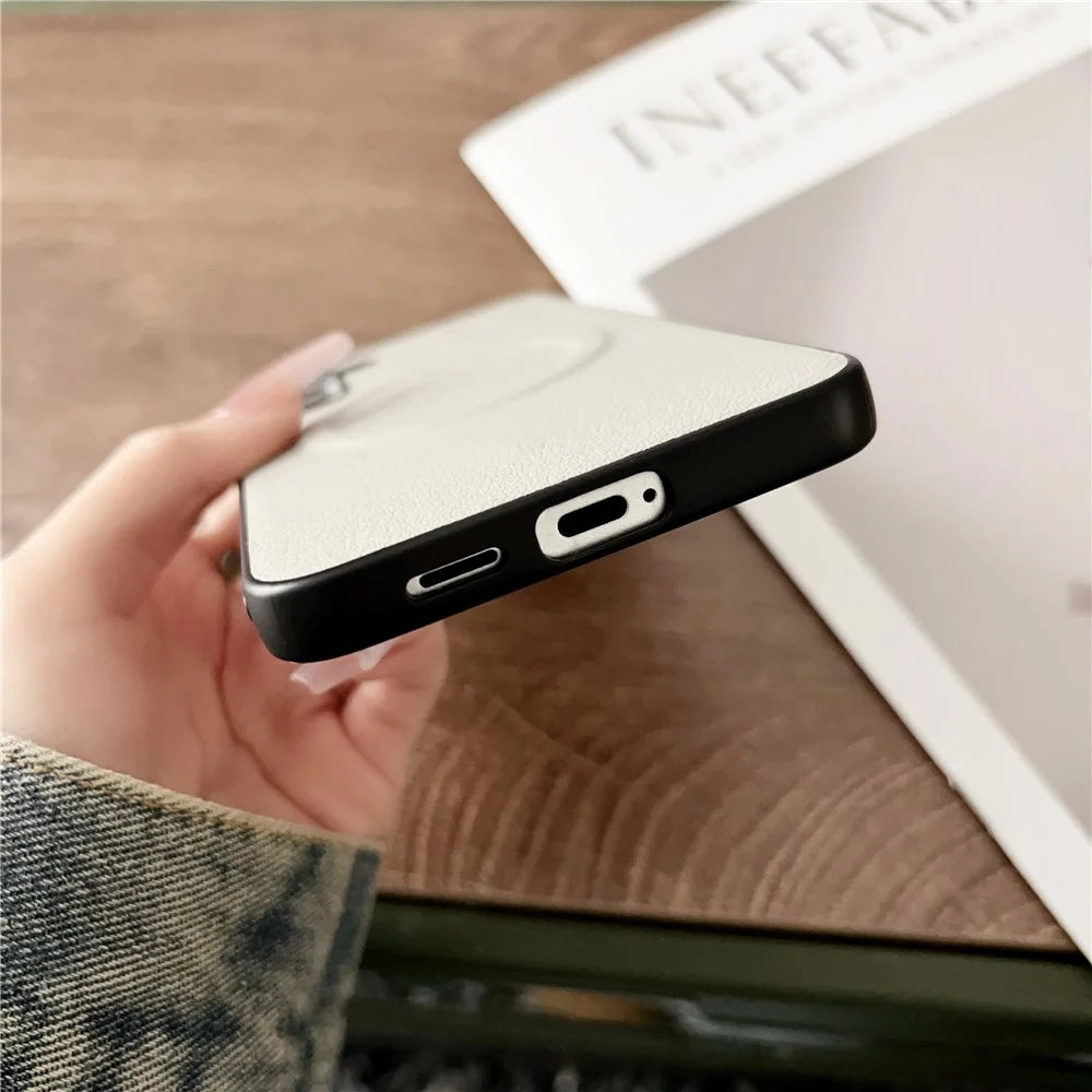 For Samsung Galaxy A36 5G Magnetic Case PU + TPU Phone Back Cover - Black - 6
