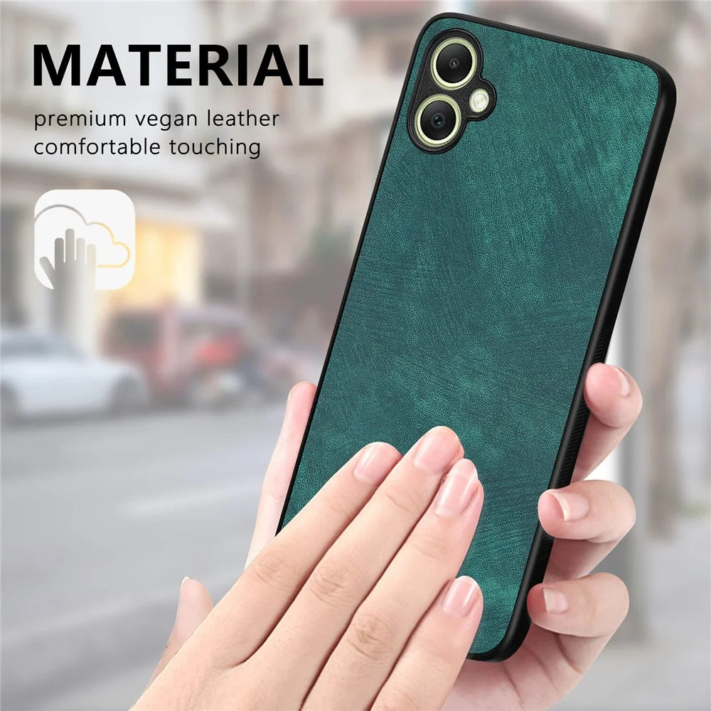 For Samsung Galaxy A05 4G Case Shockproof Slim Retro Leather Phone Back Cover - Green - 3
