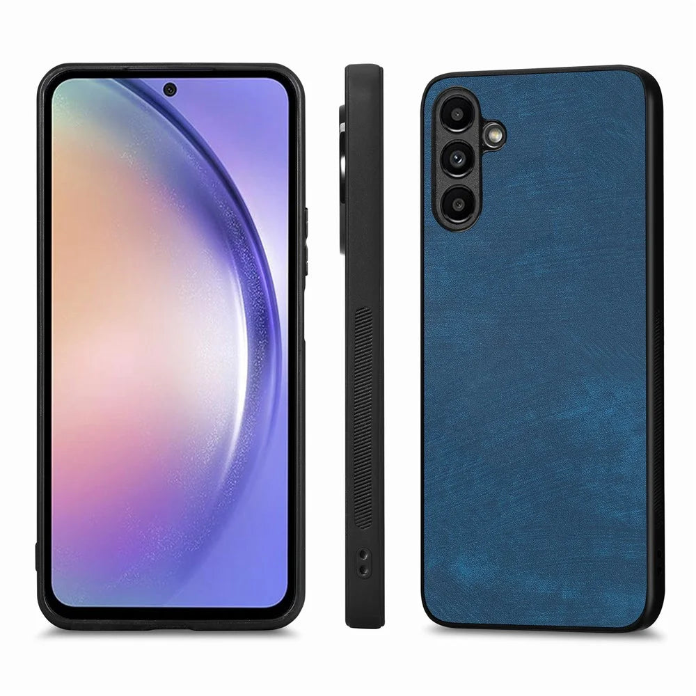 For Samsung Galaxy A36 5G Case Shockproof Slim Retro Leather Phone Back Cover - Blue - 2