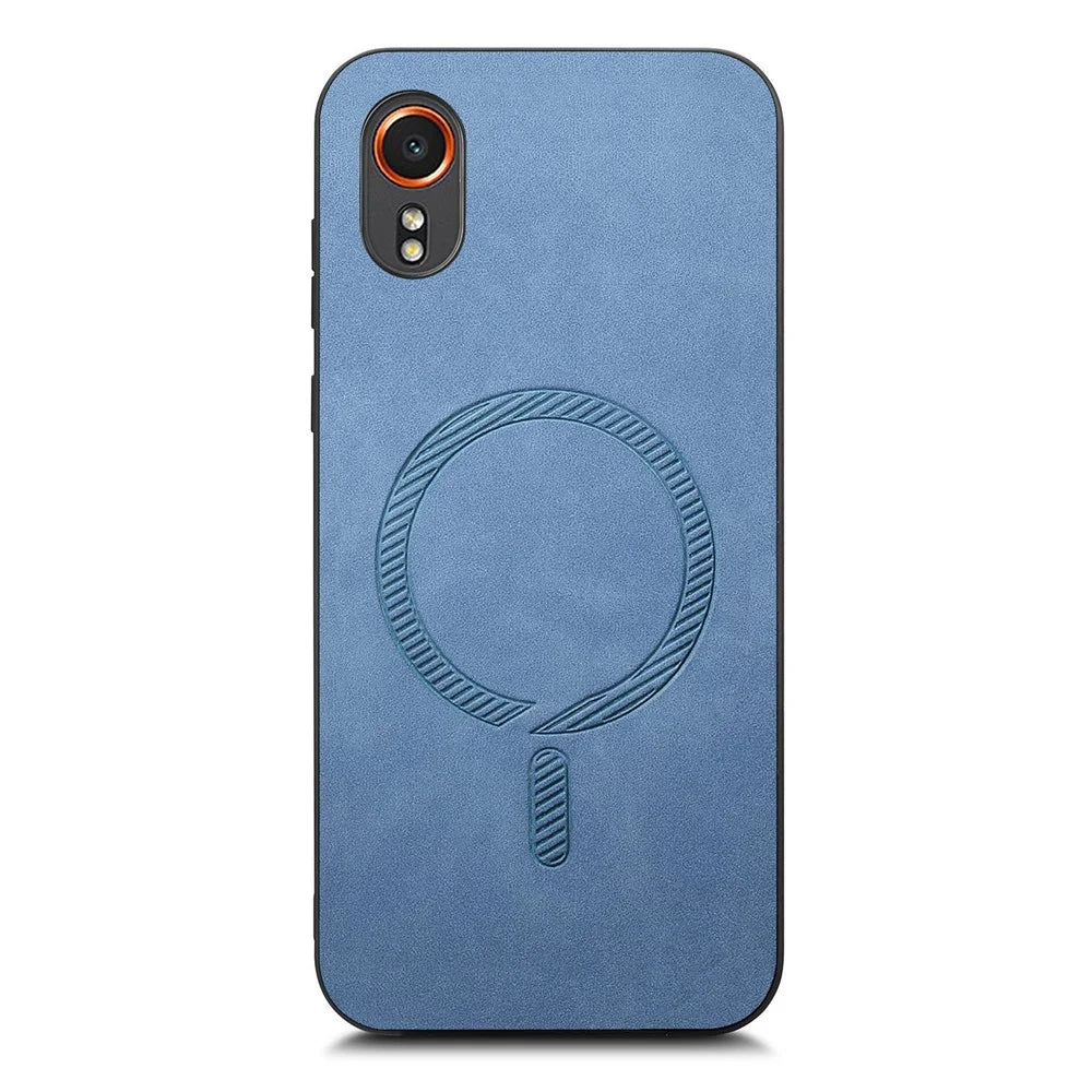 For Samsung Galaxy Xcover7 Leather Back Magnetic Case Skin-touch Phone Cover - Blue - 2