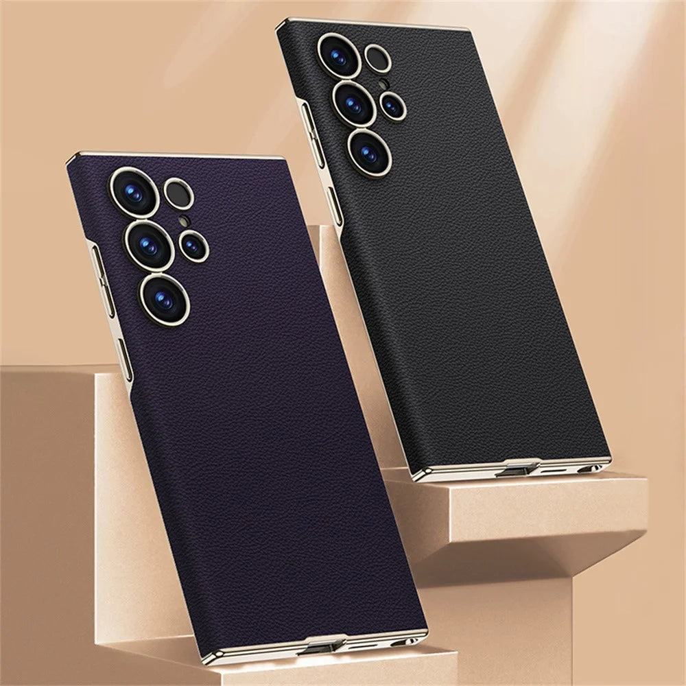 GKK For Samsung Galaxy S25 Ultra Case Electroplated PU + PC Phone Back Cover - Black - 6