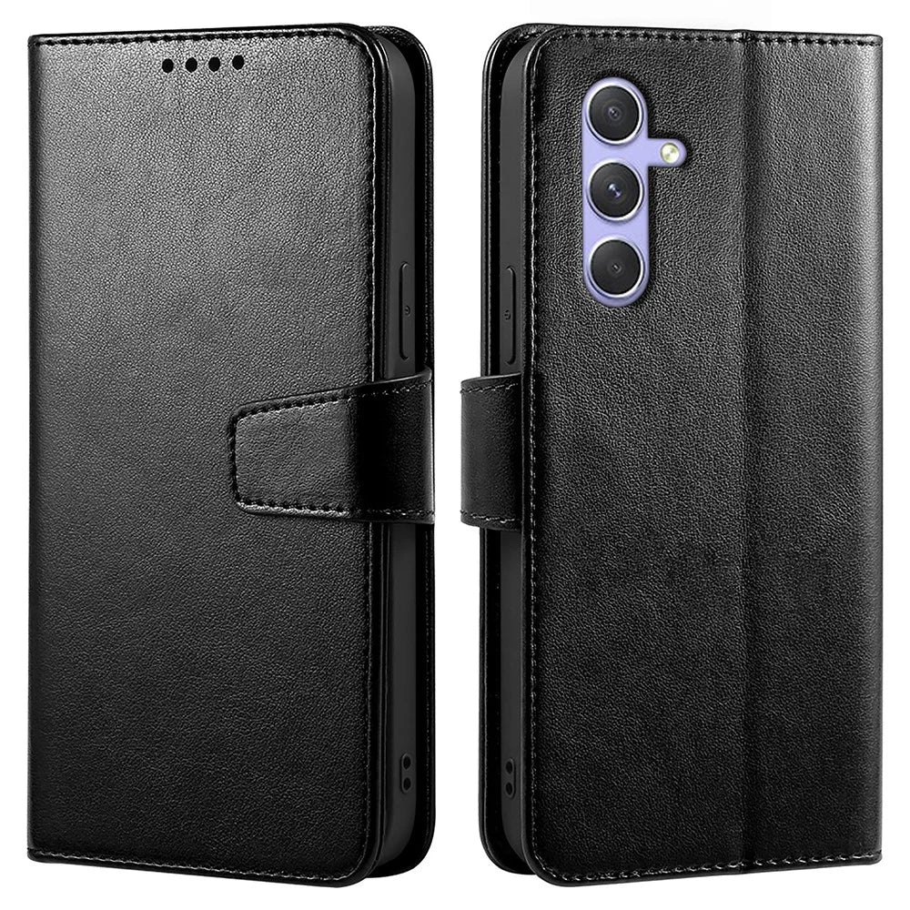 For Samsung Galaxy A35 5G Case Stand Card Holder Wallet Leather Phone Cover - Black - 1