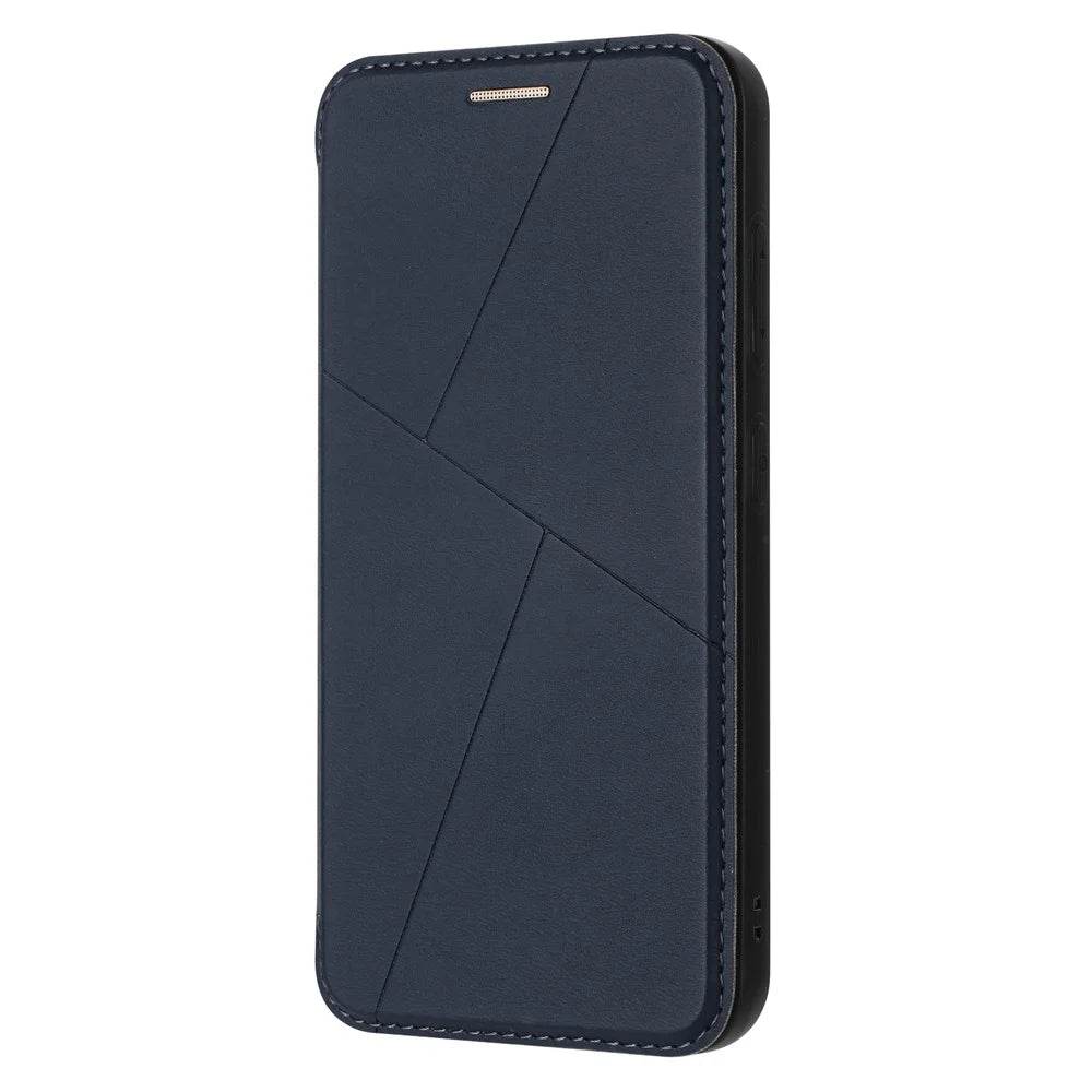 For Samsung Galaxy A35 5G Case Magnetic Closure Card Slot Leather Flip Phone Cover - Midnight Blue - 4