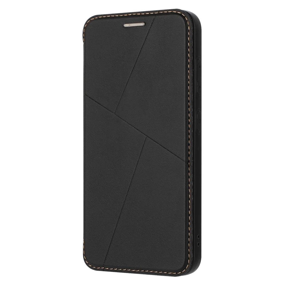For Samsung Galaxy A54 5G Case Magnetic Closure Card Slot Leather Flip Phone Cover - Black - 4