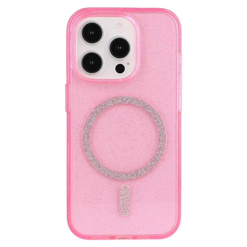 For iPhone 14 Pro Max Case Compatible with MagSafe 2.0mm PC + TPU Glitter Phone Cover - Pink - 4
