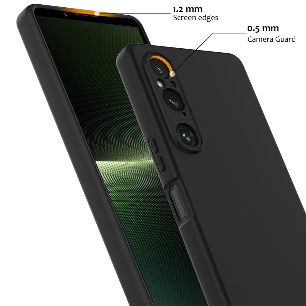 For Sony Xperia 1 V Magnetic Case Anti-Drop Liquid Silicone Phone Cover - Black - 6