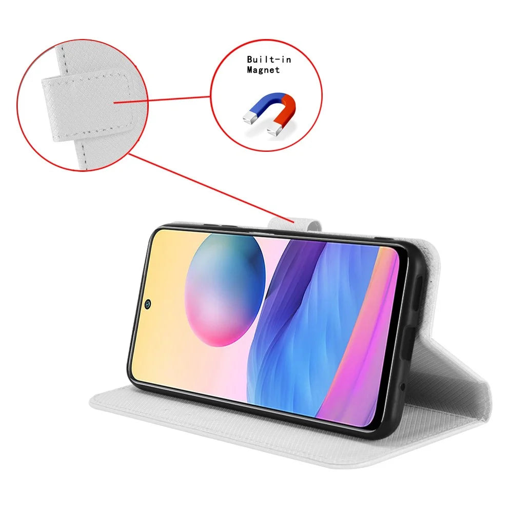 Phone Case For Blackview Wave 8 / Wave 8C / Oscal Flat 2 PU Leather Diamond Texture Wallet Cover - White - 5