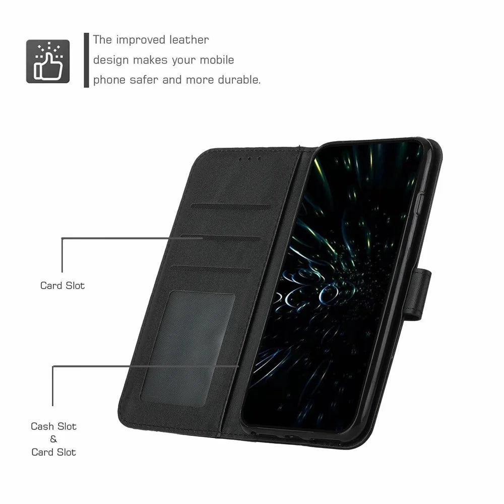 Phone Case for vivo Y300 5G / V40 Lite (Indonesia) 5G / V40 Lite (Indonesia) 4G / Y200 5G Flip Protective Leather Stand Cover - Black - 5