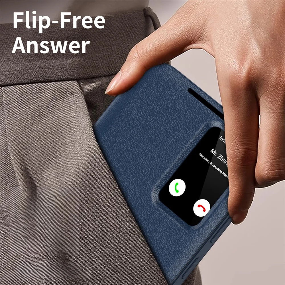 For Samsung Galaxy S25 Ultra Case with Card Holder Smart View Window PU Leather+PC+TPU Phone Cover - Sapphire - 7