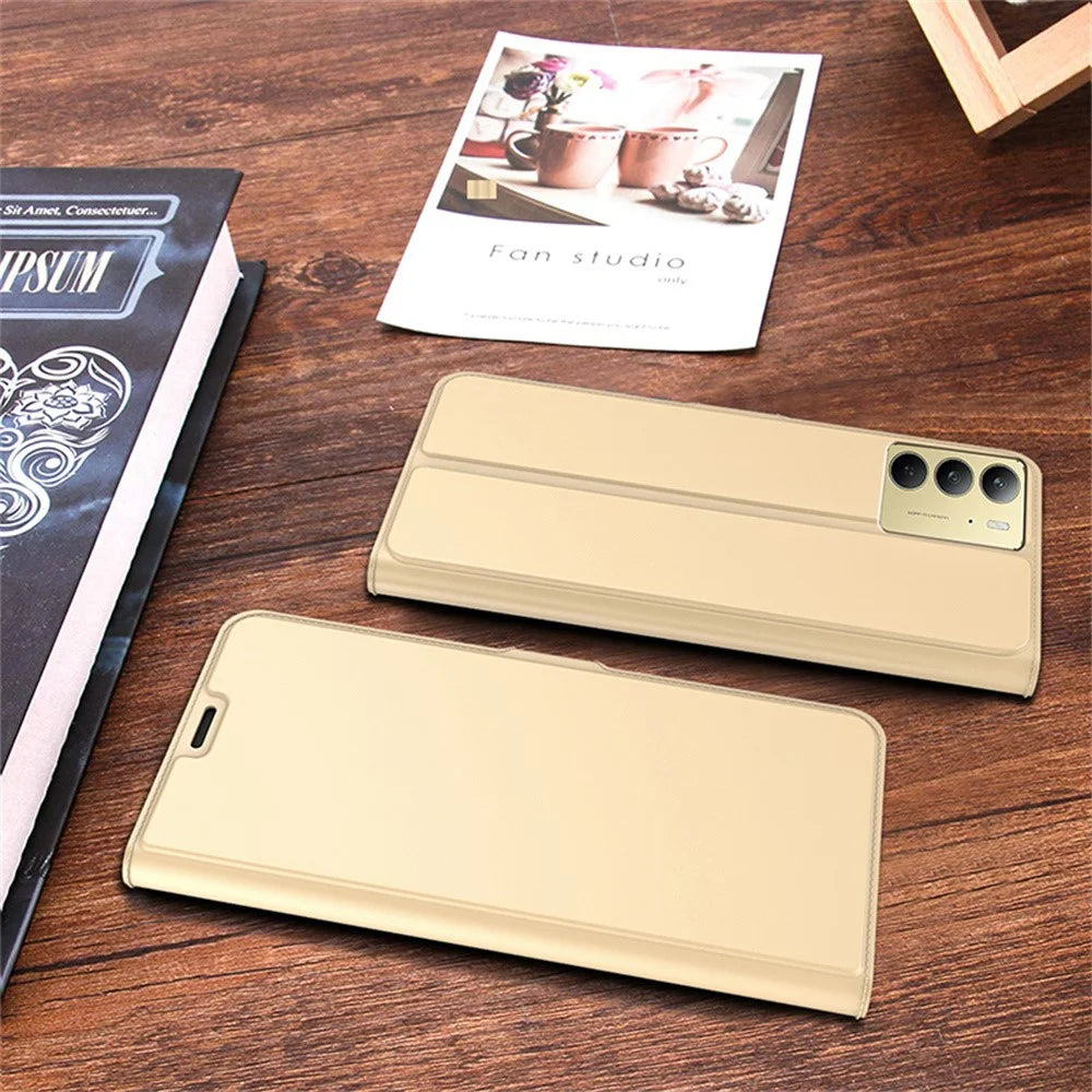 For Realme C75 4G Case Shockproof TPU Inner Shell Leather Phone Cover Card Slot - Gold - 7