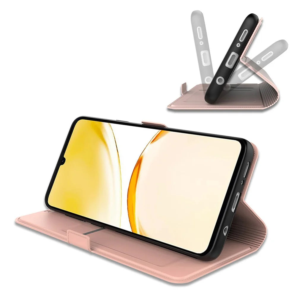 For Realme Neo7 5G Case Shockproof TPU Inner Shell Leather Phone Cover Card Slot - Rose Gold - 3