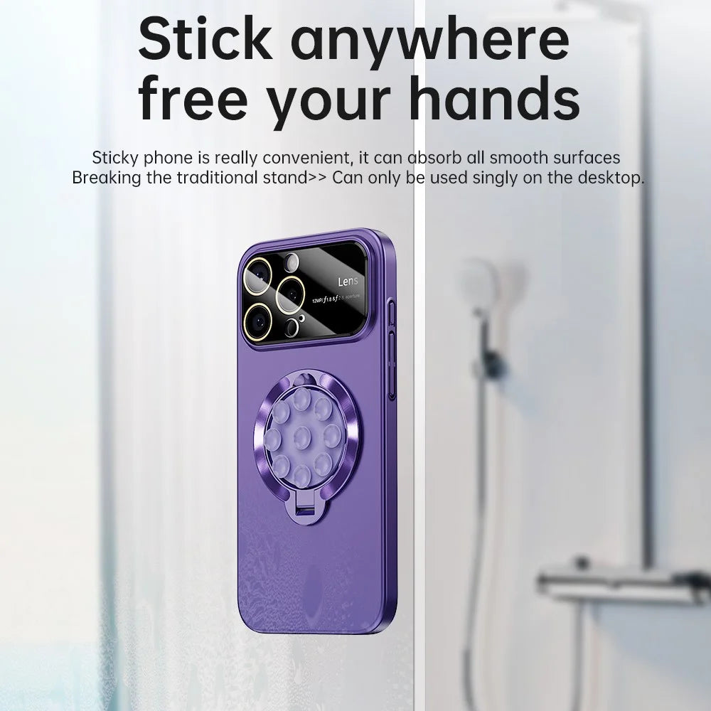 For iPhone 16 Pro Case Compatible with MagSafe Suction Cup Kickstand PC Phone Cover - Dark Purple - 3