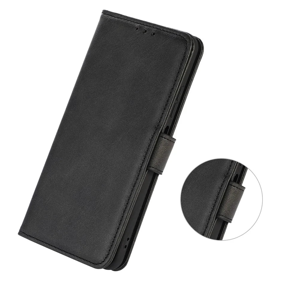 Phone Case For OnePlus 13R 5G / Ace 5 5G / Ace 5 Pro 5G Cowhide Texture Leather Wallet Phone Cover with Stand - Black - 4