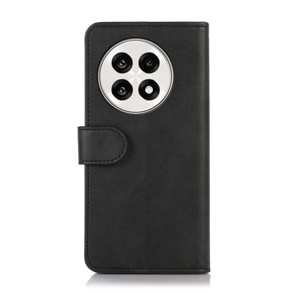 Phone Case For OnePlus 13R 5G / Ace 5 5G / Ace 5 Pro 5G Cowhide Texture Leather Wallet Phone Cover with Stand - Black - 7