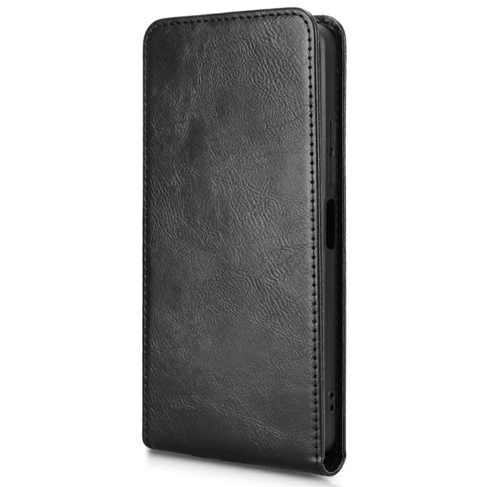 For Oukitel C58 Pro  /  C58 Case with Card Slot Magnetic Vertical Flip Leather Phone Cover - Black - 2
