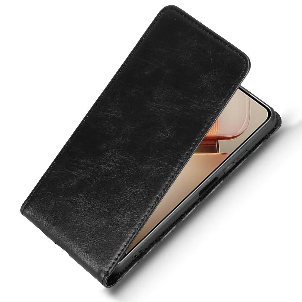 For Oukitel C58 Pro  /  C58 Case with Card Slot Magnetic Vertical Flip Leather Phone Cover - Black - 5
