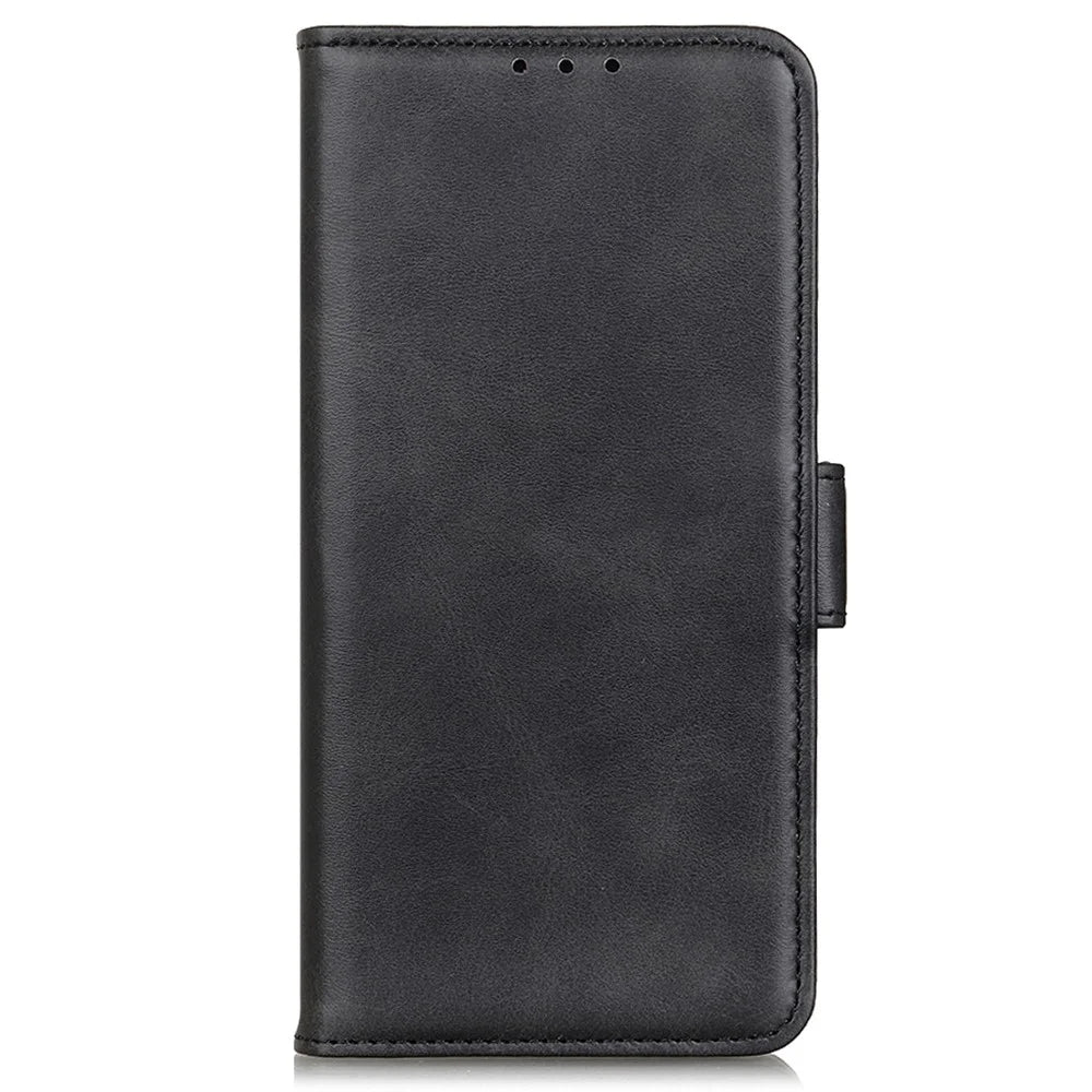 For OnePlus 13R 5G / Ace 5 5G Case Stand Cowhide Texture PU Leather Phone Cover - Black - 5