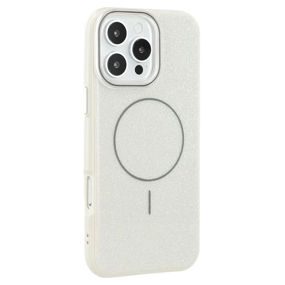 For iPhone 16 Pro Case Compatible with MagSafe Glitter Design IMD TPU + PC Phone Back Cover - Grey - 1