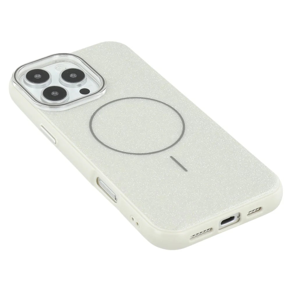 For iPhone 16 Pro Case Compatible with MagSafe Glitter Design IMD TPU + PC Phone Back Cover - Grey - 6