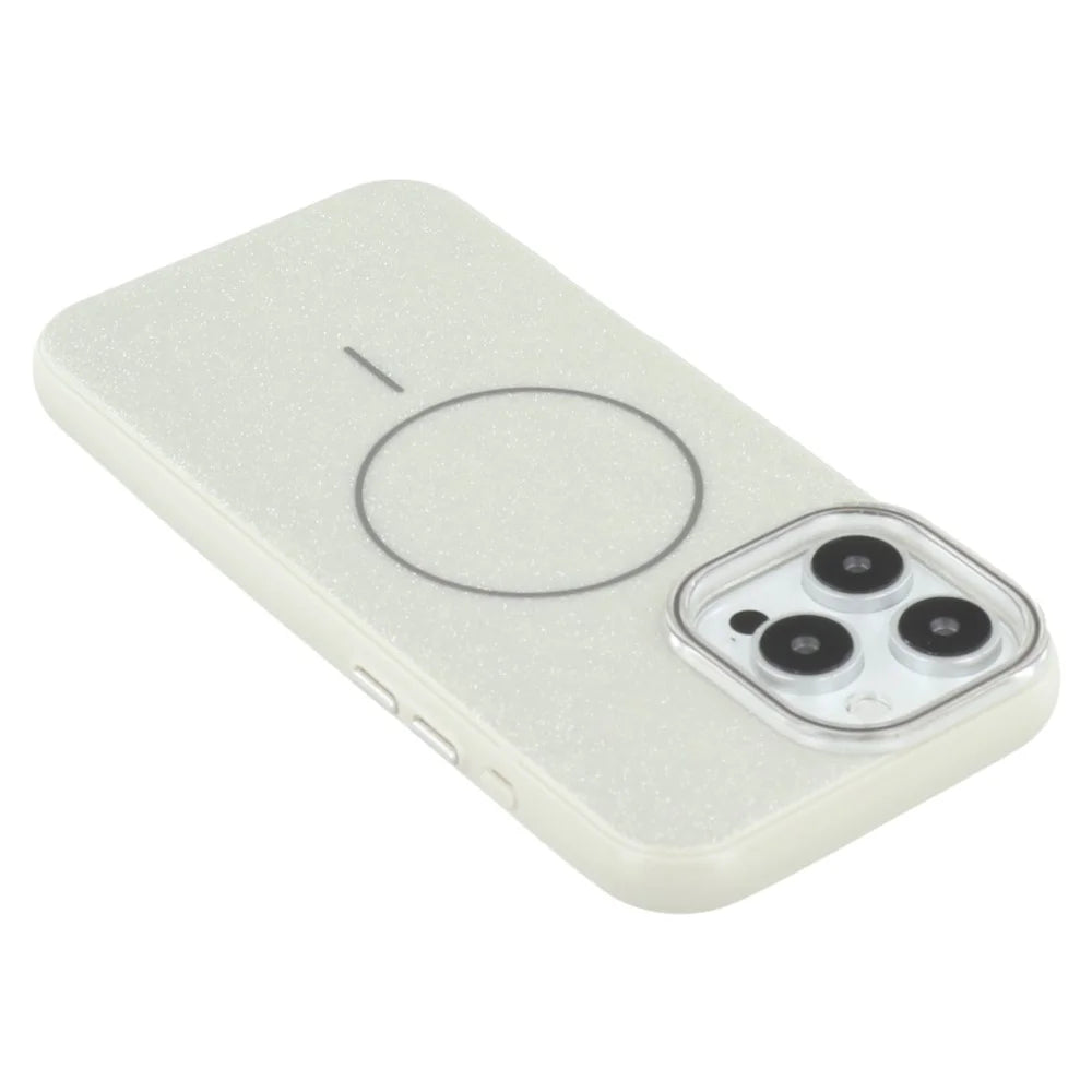 For iPhone 16 Pro Case Compatible with MagSafe Glitter Design IMD TPU + PC Phone Back Cover - Grey - 7