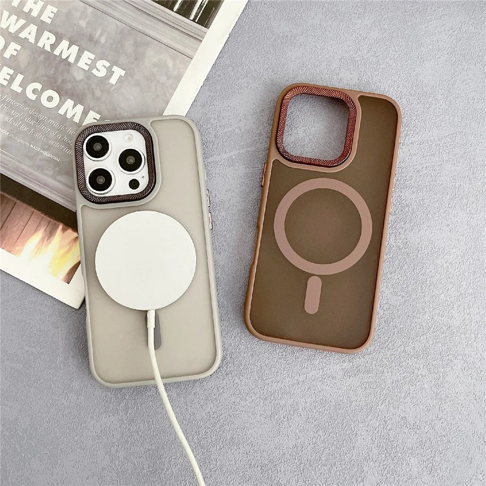 For iPhone 16 Pro Case Compatible with MagSafe TPU + Acrylic Phone Back Cover Diamond Texture - Grey - 2