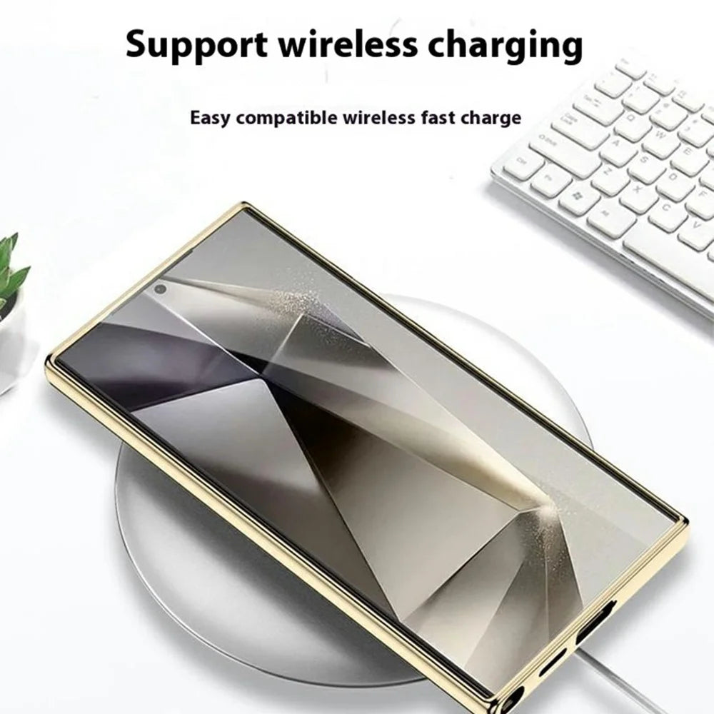 GKK For Samsung Galaxy S24 Ultra Case Electroplated PC + TPU + PU Phone Back Cover - Grey - 6