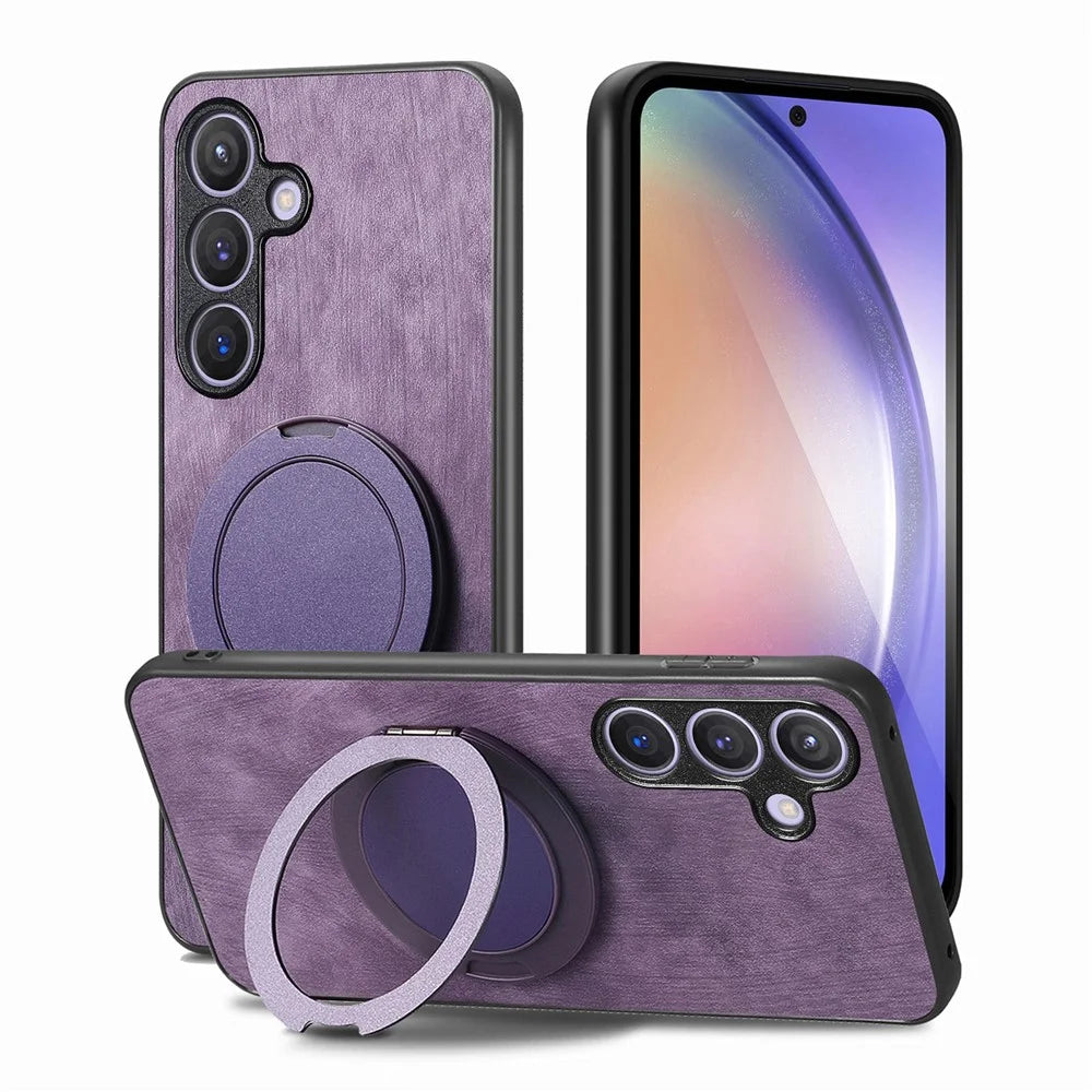 For Samsung Galaxy A05s 4G Phone Case with Rotating Kickstand Stress Relief Retro Leather Back Cover - Purple - 2