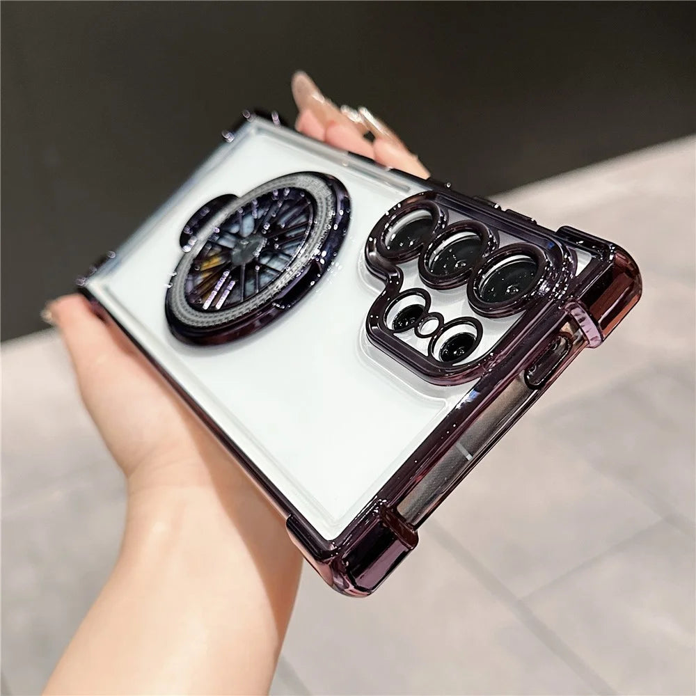 For Samsung Galaxy S25 Ultra Phone Case Gyroscope Kickstand Electroplating TPU PC Mobile Cover - Purple - 5