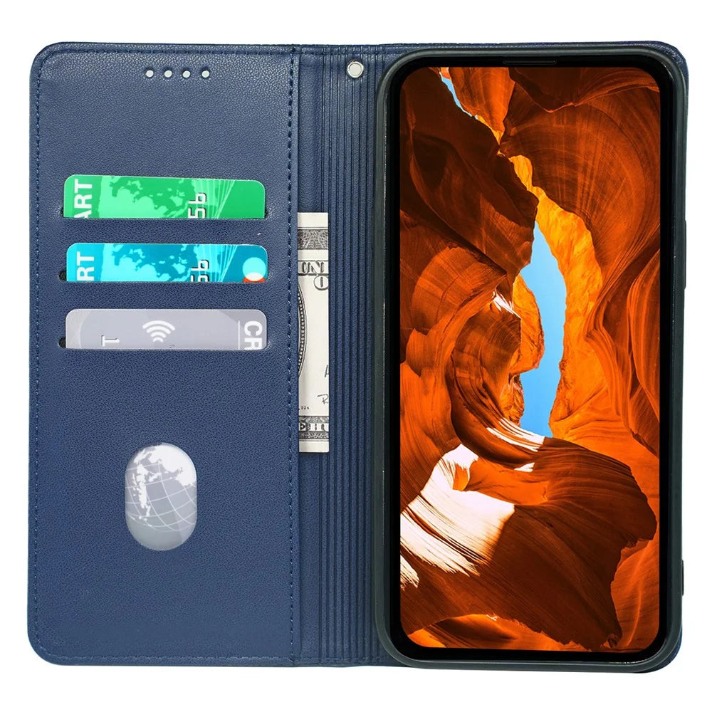 For Samsung Galaxy A06s Case Four Leaf Clover Leather Flip Phone Cover Stand Wallet - Blue - 2