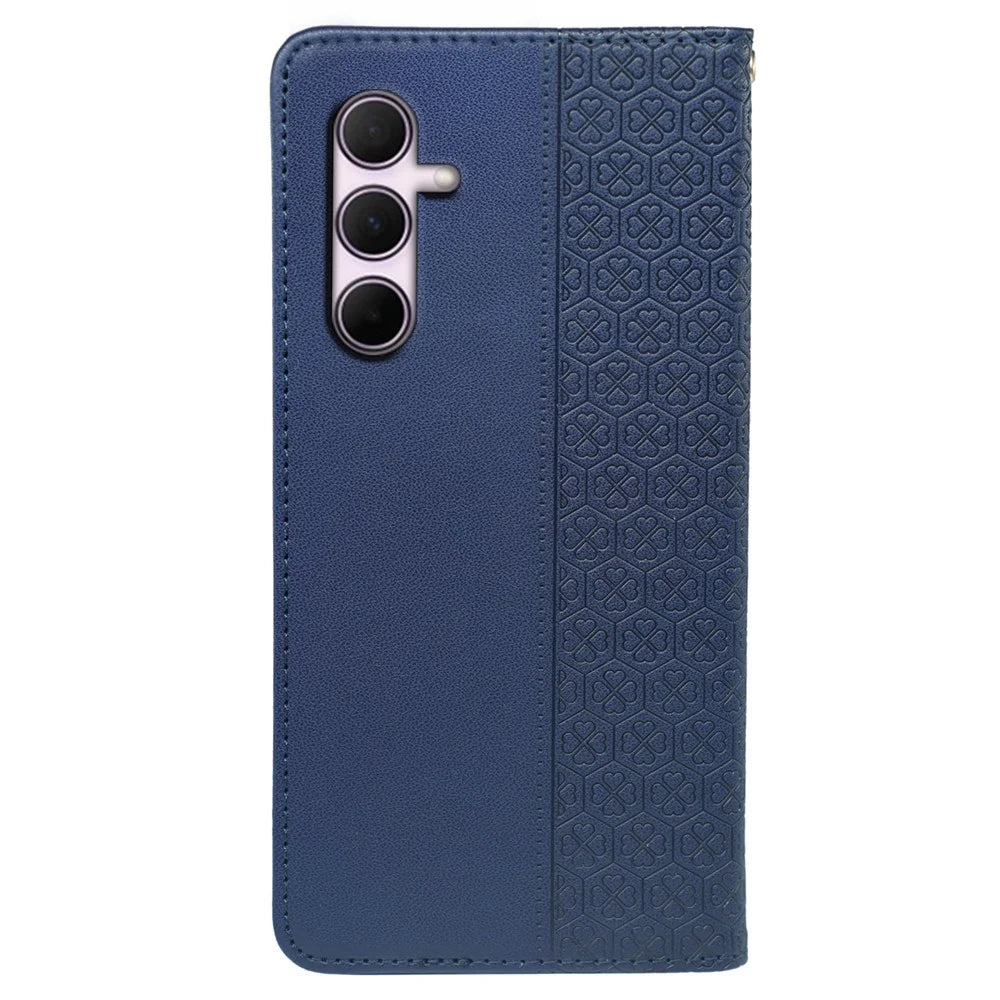 For Samsung Galaxy A06s Case Four Leaf Clover Leather Flip Phone Cover Stand Wallet - Blue - 6