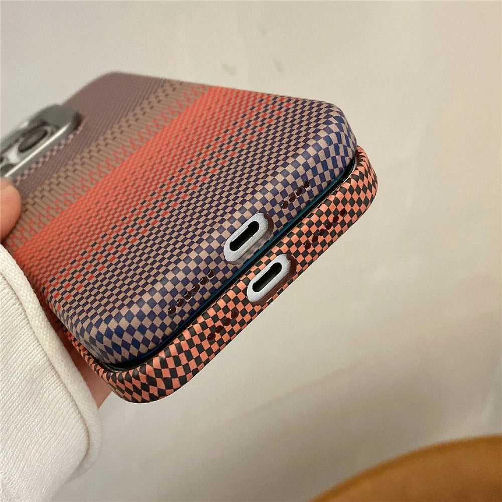 For iPhone 15 Pro Max Case Compatible with MagSafe PC Phone Back Cover Metal Lens Frame Kickstand - Sunset Grey - 4