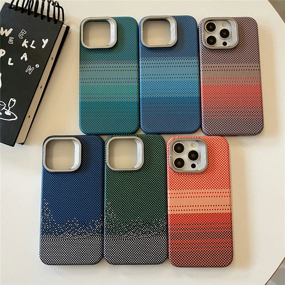 For iPhone 16 Pro Max Case Compatible with MagSafe PC Phone Back Cover Metal Lens Frame Kickstand - Sunset Grey - 5