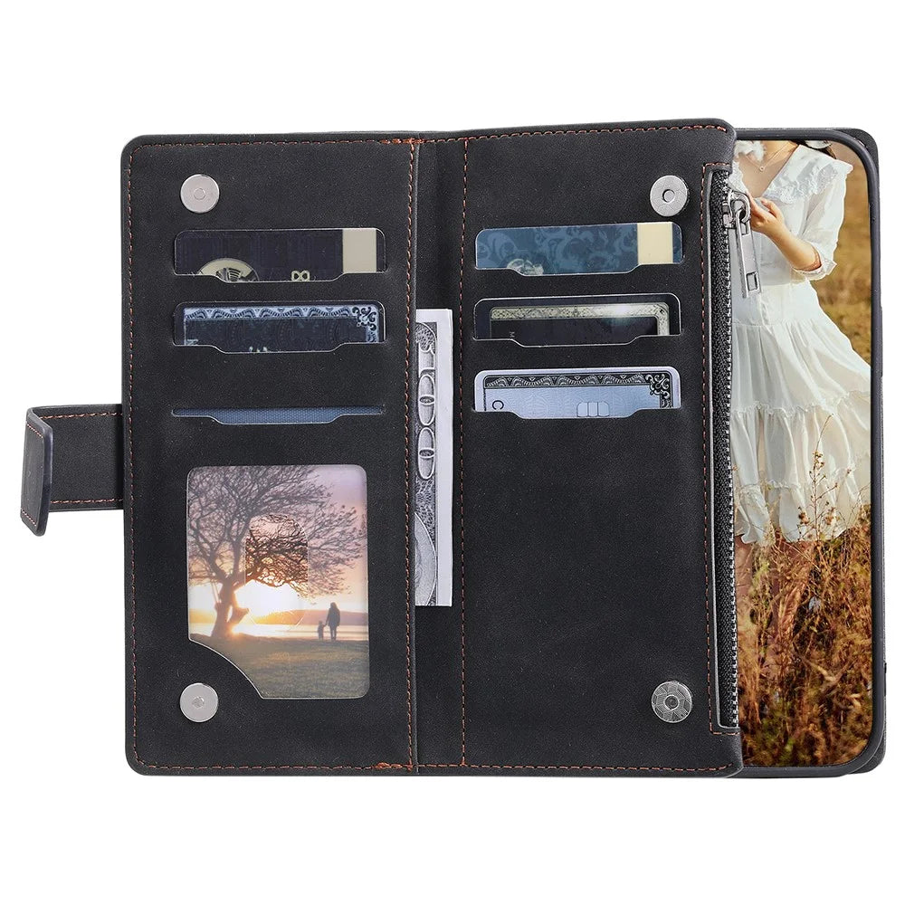 Style 005 For Samsung Galaxy A26 5G Wallet Case Rhombus Stitching Line PU Leather Phone Cover - Black - 2