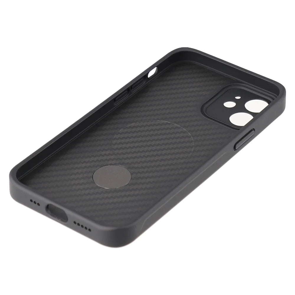 For iPhone 12 Case Compatible with MagSafe Kickstand TPU + PC Phone Cover Carbon Fiber Texture - 5