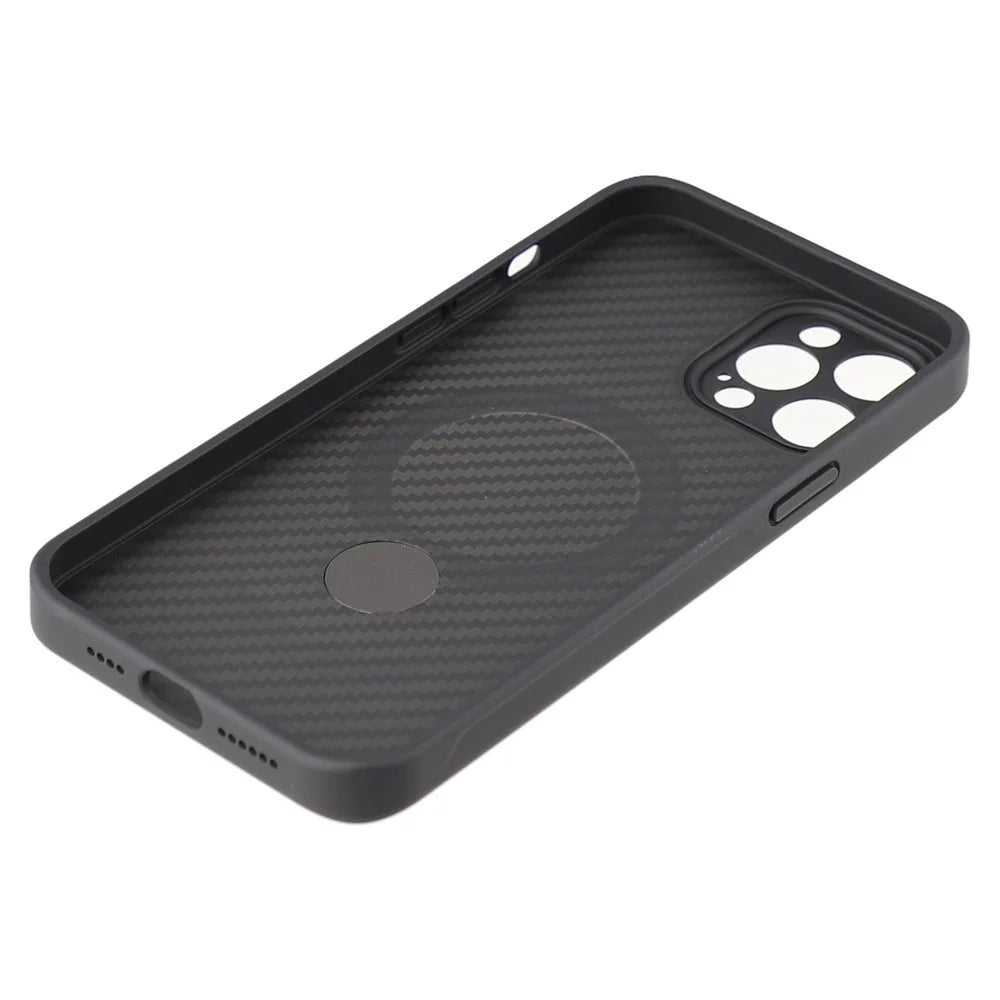 For iPhone 12 Pro Case Compatible with MagSafe Kickstand TPU + PC Phone Cover Carbon Fiber Texture - 5