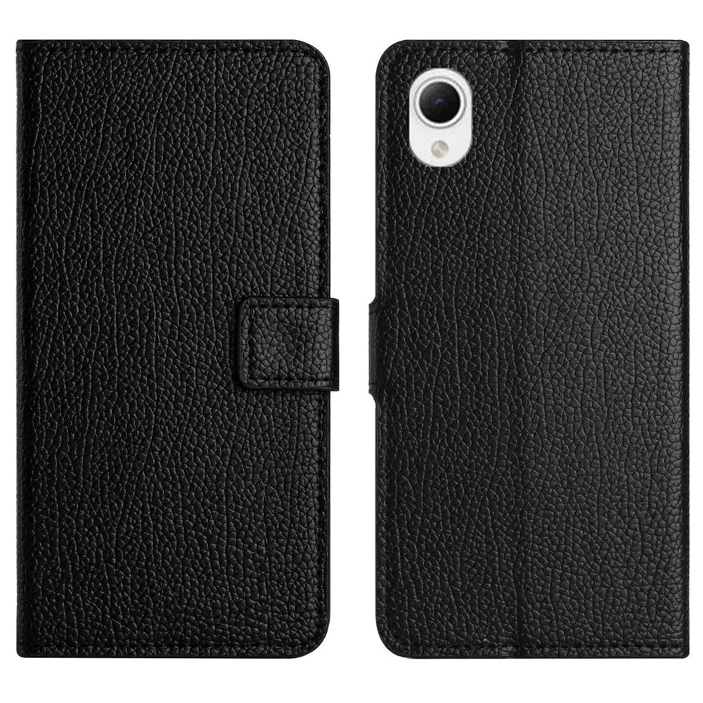 Drop-proof Phone Case for Samsung Galaxy A23e / A23S, Anti-scratch Litchi Texture PU Leather Smartphone Wallet Cover Stand - Black - 1