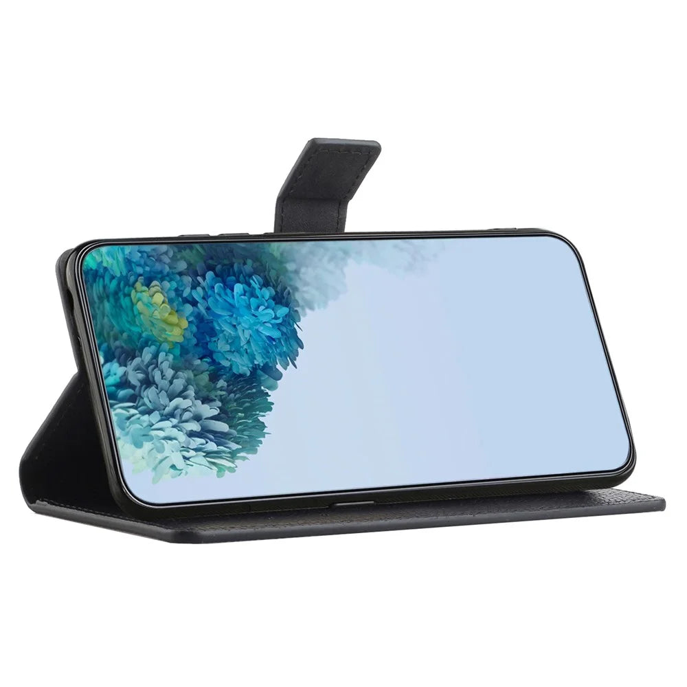 Drop-proof Phone Case for Samsung Galaxy A23e / A23S, Anti-scratch Litchi Texture PU Leather Smartphone Wallet Cover Stand - Black - 2