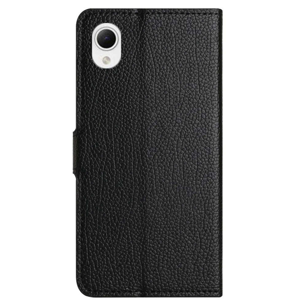 Drop-proof Phone Case for Samsung Galaxy A23e / A23S, Anti-scratch Litchi Texture PU Leather Smartphone Wallet Cover Stand - Black - 6