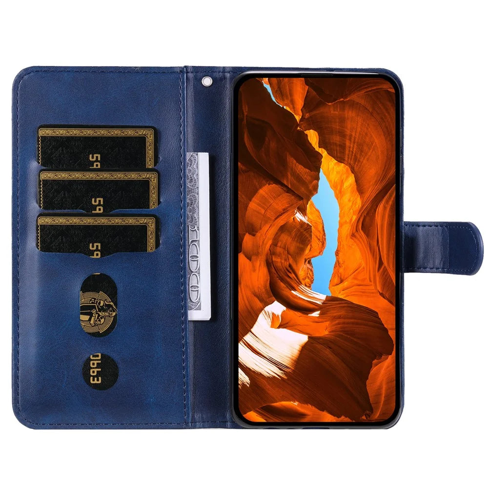 For OnePlus 13R 5G / Ace 5 5G / Ace 5 Pro 5G Case Zipper Wallet Calf Texture PU Leather Phone Cover - Blue - 2