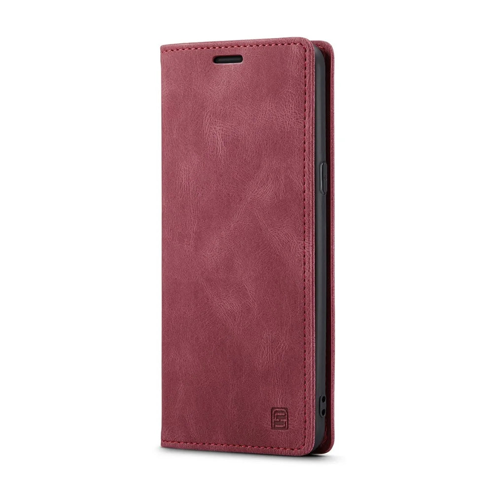 AUTSPACE For Samsung Galaxy S8+ Wallet Case  A01 Leather Stand Cover with RFID Blocking Card Holder - Red - 2