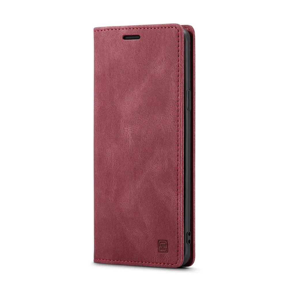 AUTSPACE For Samsung Galaxy S9+ Wallet Case  A01 Leather Stand Cover with RFID Blocking Card Holder - Red - 2