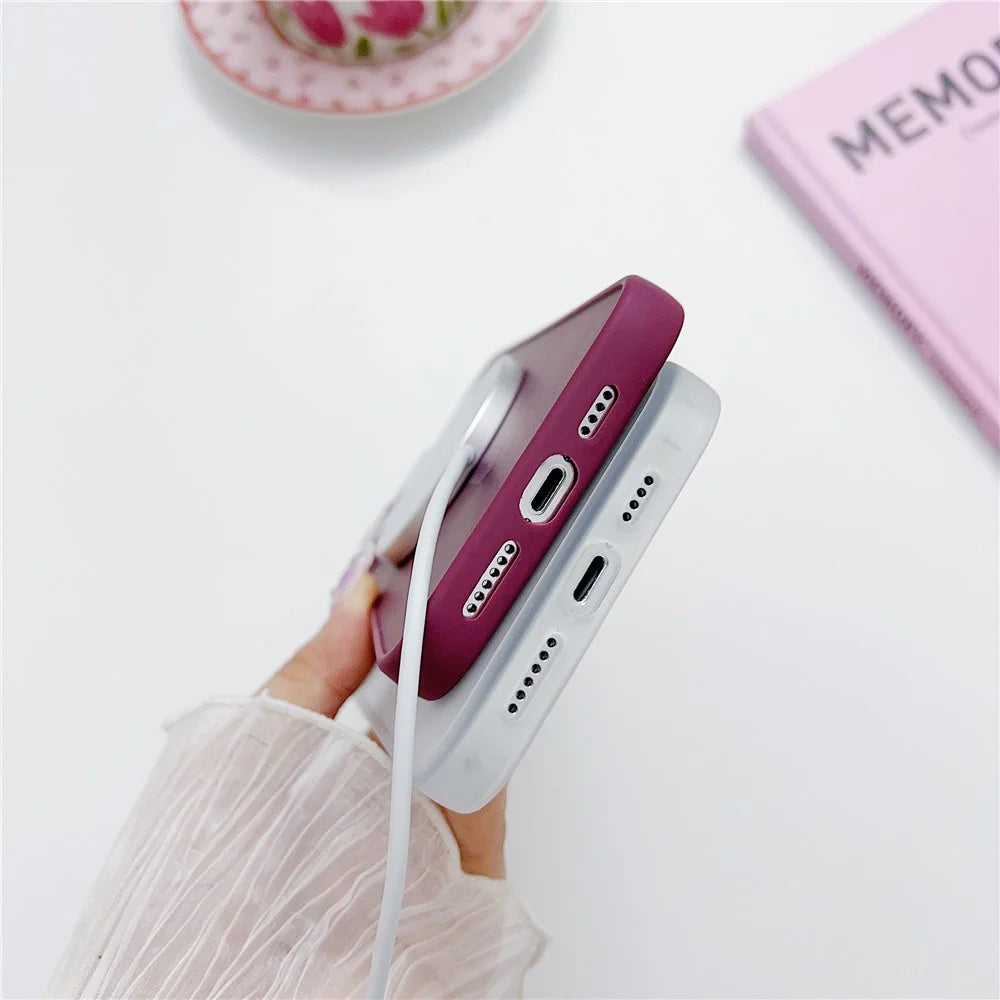 For iPhone 15 Pro Magnetic Case with Lens Film  /  Detachable Lens Frame Hybrid Phone Back Cover - Wine Red - 4