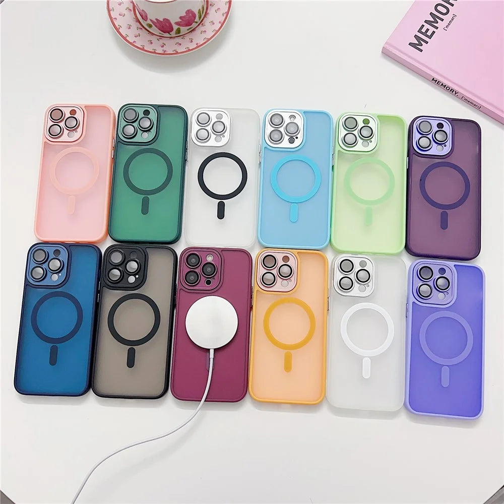 For iPhone 15 Pro Magnetic Case with Lens Film  /  Detachable Lens Frame Hybrid Phone Back Cover - Wine Red - 7