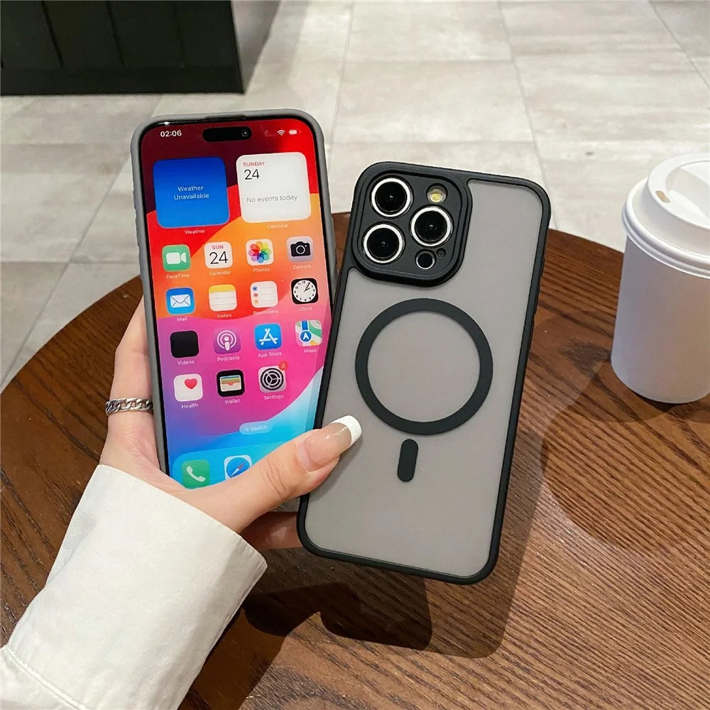 For iPhone 14 Pro Max Case Compatible with MagSafe TPU + PC Skin Touch Matte Phone Cover - Black - 4
